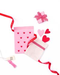 FOLIA Stoffbänder-Mix Rosy Love 6 Stück rosa/rot