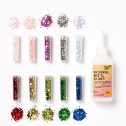 FOLIA Bio Glitter-Set Chunky 10 Dosen inkl. Kleber 90 g