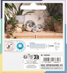Selbstklebende Spiegelstein-Rollen. Größe 5 x 5 mm. Verpackung zeigt glänzende, spiegelnde Flächen. Ideal für Bastelprojekte.