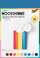 Paket mit bunten Moosgummi-Blättern in verschiedenen Farben. Enthält eine Wolkenform mit Regenbogenstreifen.