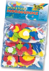 Tüte mit bunten Moosgummi-Stanzteilen in verschiedenen Formen. Enthält Herzen, Blumen und Sterne.