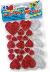 Folia Glitter-Sticker Herzen aus Moosgummi, 40 Stück 