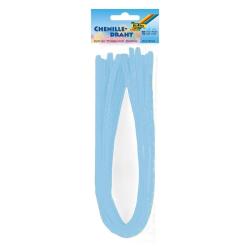 Zehn blaue Chenilledrähte in einer Verpackung. Jeder Draht ist 30 cm lang und 8 mm dick.