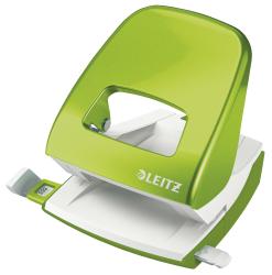 Grüner Locher mit ergonomischem Design. Hat eine digitale Anzeige zur Papieranzahl.
