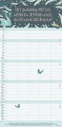 GreenLine - Sprüche 2025 Familienplaner, 22x45cm, Familienkalender mit effizienter Monatsaufteilung in 5 Spalten, für Familienorganisation, Schulferien und Stundenpläne, mit Spiralbindung