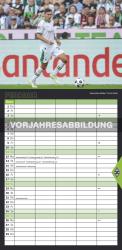 N NEUMANNVERLAGE - Borussia Mönchengladbach 2025 Fan-Timer, 22x45cm, Fußball-Familienplaner mit 5 Spalten und Motiven der Stars, Fan-Kalender mit Fußball-Highlights und deutsches Kalendarium