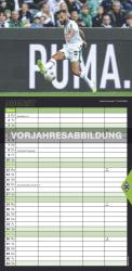 N NEUMANNVERLAGE - Borussia Mönchengladbach 2025 Fan-Timer, 22x45cm, Fußball-Familienplaner mit 5 Spalten und Motiven der Stars, Fan-Kalender mit Fußball-Highlights und deutsches Kalendarium