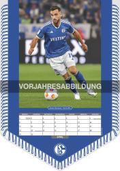 N NEUMANNVERLAGE - FC Schalke 04 2025 Bannerkalender, 29,7x42cm, Fußballkalender mit Motiven der Stars, Fan-Kalender mit Fußball-Highlights, Spiralbindung und deutsches Kalendarium