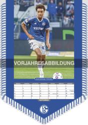 N NEUMANNVERLAGE - FC Schalke 04 2025 Bannerkalender, 29,7x42cm, Fußballkalender mit Motiven der Stars, Fan-Kalender mit Fußball-Highlights, Spiralbindung und deutsches Kalendarium