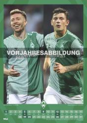 N NEUMANNVERLAGE - Werder Bremen 2025 Wandkalender, 29,7x42cm, Fußball-Kalender mit Motiven der Stars, Fan-Kalender mit Fußball-Highlights, Spiralbindung und deutsches Kalendarium