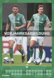 N NEUMANNVERLAGE - Werder Bremen 2025 Wandkalender, 29,7x42cm, Fußball-Kalender mit Motiven der Stars, Fan-Kalender mit Fußball-Highlights, Spiralbindung und deutsches Kalendarium