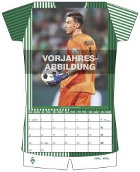 N NEUMANNVERLAGE - Werder Bremen 2025 Trikotkalender, 34,1x42cm, Fußball-Kalender mit Motiven der Stars, Fan-Kalender mit Fußball-Highlights, Spiralbindung und internationales Kalendarium