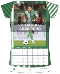 N NEUMANNVERLAGE - Werder Bremen 2025 Trikotkalender, 34,1x42cm, Fußball-Kalender mit Motiven der Stars, Fan-Kalender mit Fußball-Highlights, Spiralbindung und internationales Kalendarium