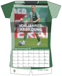 N NEUMANNVERLAGE - Werder Bremen 2025 Trikotkalender, 34,1x42cm, Fußball-Kalender mit Motiven der Stars, Fan-Kalender mit Fußball-Highlights, Spiralbindung und internationales Kalendarium