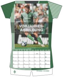 N NEUMANNVERLAGE - Werder Bremen 2025 Trikotkalender, 34,1x42cm, Fußball-Kalender mit Motiven der Stars, Fan-Kalender mit Fußball-Highlights, Spiralbindung und internationales Kalendarium