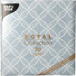 Papierservietten in hellblau mit einem geometrischen Muster. Verpackung enthält 20 Servietten.