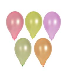 Packung mit zehn bunten Luftballons in verschiedenen Farben. Die Ballons sind für Partys geeignet.