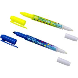 Packung mit löschbaren Markern in verschiedenen Farben. Enthält lila, pink, blau, grün und gelb.