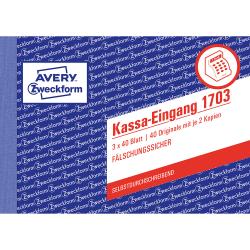 AVERY Zweckform Kassa Eingangsbuch 3x 40 Blatt 1703 DIN A6 quer weiß