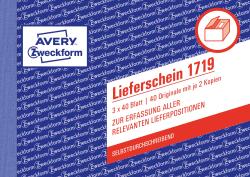 AVERY Zweckform Formularbuch - Lieferschein 1719, A6 quer, selbstdurchschreibend, 3x40 Blatt 