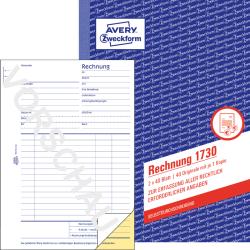 Rechnungsvorlage von Avery Zweckform. Enthält Felder für Absender, Empfänger und Rechnungsdetails.