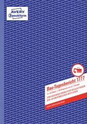 Bau-Tagesbericht Formular mit Platz für Wetter, Anzahl der Beschäftigten und Arbeitszeiten. Enthält auch Abschnitte für Leistungs- und Ereignisberichte.