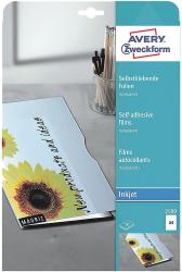 Packung mit transparenten selbstklebenden Folien. Auf der Folie ist eine Sonnenblume und der Text 'New products and ideas' zu sehen.