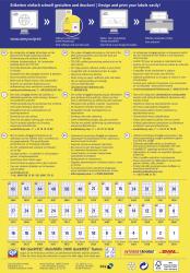 Packung mit Universal-Etiketten von Avery. Enthält 100 Etiketten in einem Raster von 12.