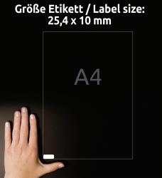 Packung mit ablösbaren Universal-Etiketten. Ideal für temporäre Beschriftungen.
