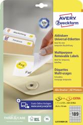 Packung mit ablösbaren Universal-Etiketten. Ideal für temporäre Beschriftungen.
