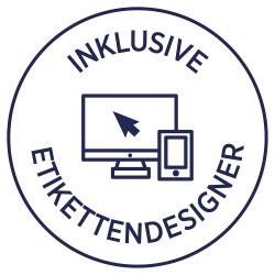 Symbol für Etikettendesign. Computer und Smartphone abgebildet.