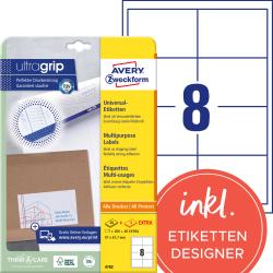Packung mit Universal-Etiketten von Avery. Enthält 200 Etiketten in der Größe 97 x 67,7 mm.