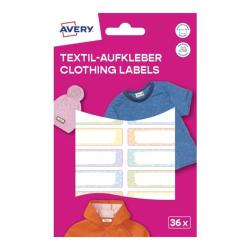AVERY Zweckform Textil-Aufkleber pastell 36 Etiketten / 2 Bögen