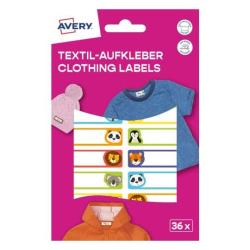 AVERY Zweckform Textil-Aufkleber Tiere 36 Etiketten / 2 Bögen