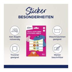 AVERY Zweckform Textil-Aufkleber Tiere 36 Etiketten / 2 Bögen