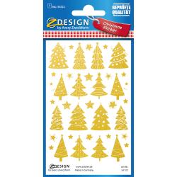 AVERY Zweckform Sticker Sterne und Weihnachtsbäume Glitzer 1 Bogen gold