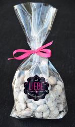 Box mit 50 wiederverwendbaren Aufklebern in drei Designs. Aufkleber mit Texten wie 'mit Liebe' und 'selbstgemacht'.