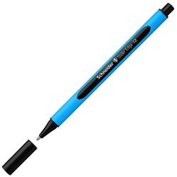 blauer Marker mit schwarzem Kappenverschluss. Auf dem Stift steht der Markenname Schneider.