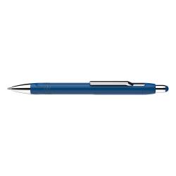 blauer Kugelschreiber mit silberner Spitze und Clip. Schlichtes Design ohne Muster.