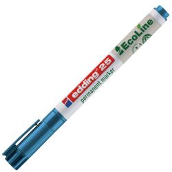 blauer Permanentmarker mit abnehmbarer Kappe. Verpackung in umweltfreundlichem Design.