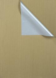 Braunes Papier mit einer silbernen Ecke, die umgeschlagen ist. Die Oberfläche ist strukturiert.