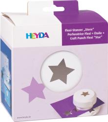 Verpackung für einen Stern-Stanzer. Auf der Box sind Sterne und der Markenname HEYDA.