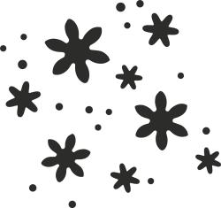 Verpackung eines Bastelwerkzeugs zum Stanzen von Blumenmotiven. Enthält eine Abbildung des Stanzelements und Beispiele für die Anwendung.