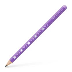 Lila Buntstift mit einem Einhorn- und Herzdesign. Der Stift hat eine spitze Mine.