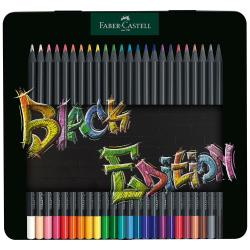 FABER-CASTELL Buntstifte Black Edition 24er Metalletui mehrere Farben