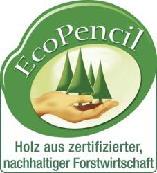 grüner Bleistift mit Holzspitze. Auf dem Körper sind weiße Muster und der Markenname Faber-Castell.