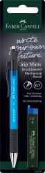 Mechanischer Bleistift in Blau mit Gummigriff. Verpackung zeigt den Namen Faber-Castell und die Stärke 0.7.