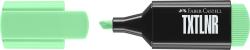 Grüner Textmarker von Faber-Castell. Kappe und Spitze sind in einem hellen Grünton.