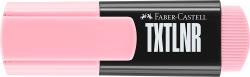 pinkfarbener Textmarker mit schwarzem Gehäuse. Aufschrift 'TXTlnr' auf der Vorderseite.
