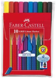 Set mit zehn Faber-Castell Grip Filzstiften in verschiedenen Farben. Die Stifte haben eine rutschfeste Griffzone.